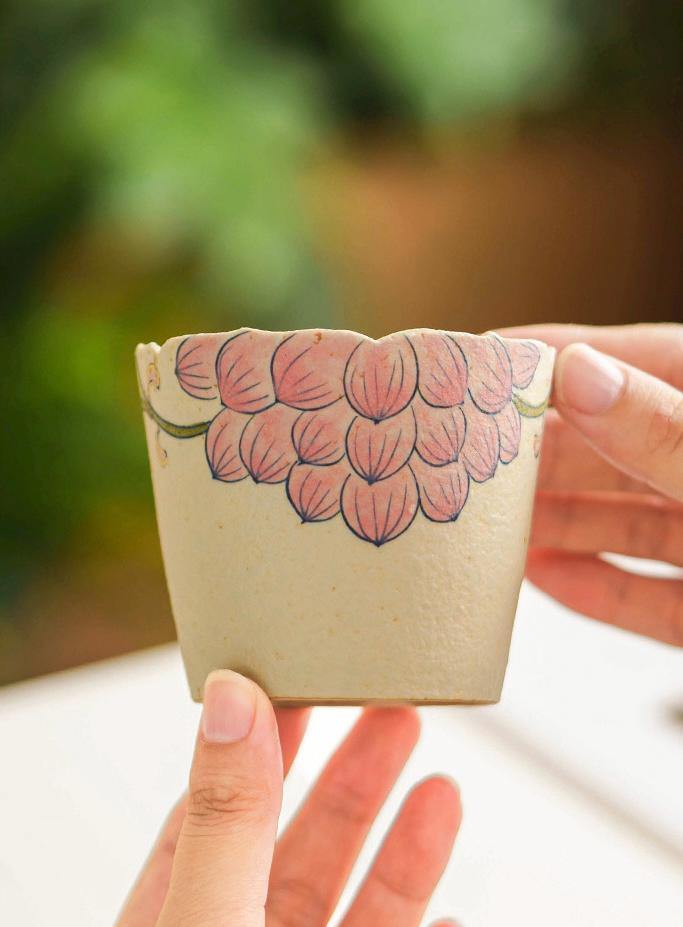 Blush Grape Blossom Ceramic Tea Cup