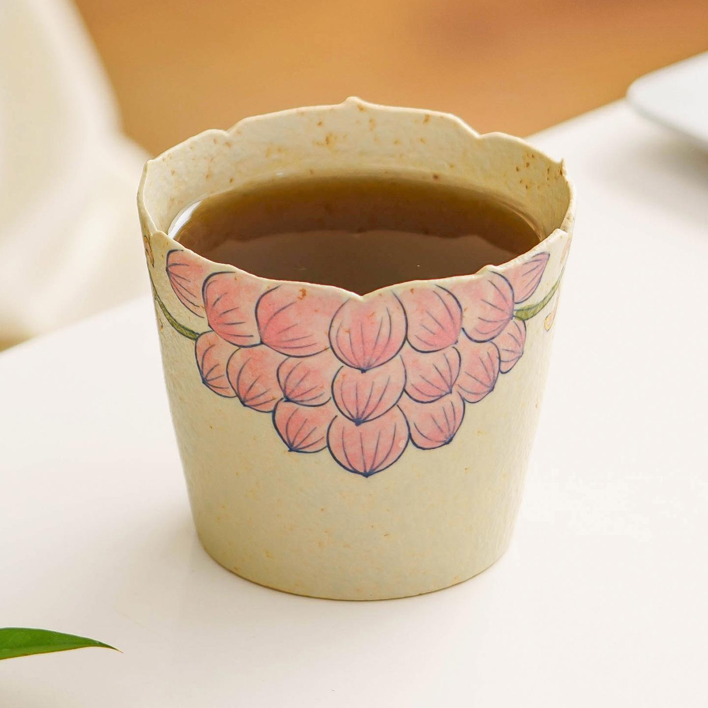 Blush Grape Blossom Ceramic Tea Cup - Image 4