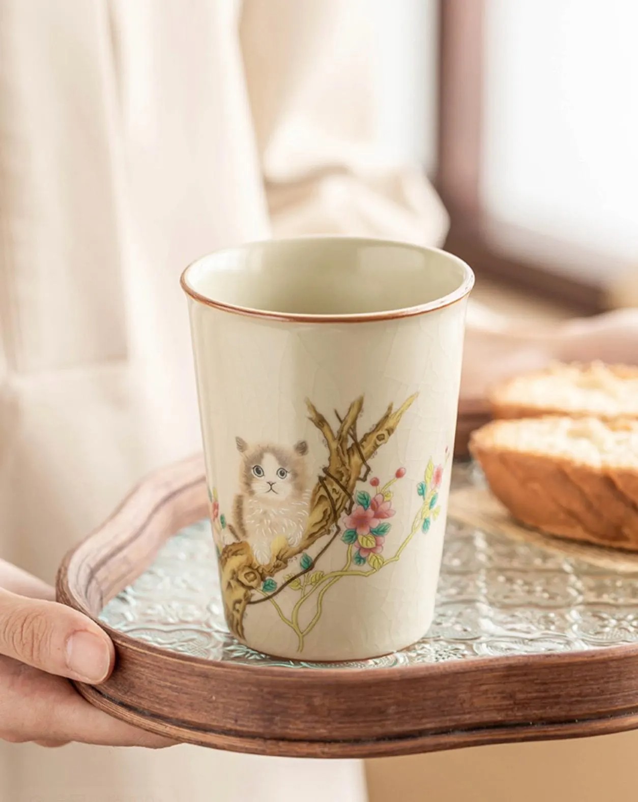 Kitten Blossom Tall Ceramic Cup - Image 3