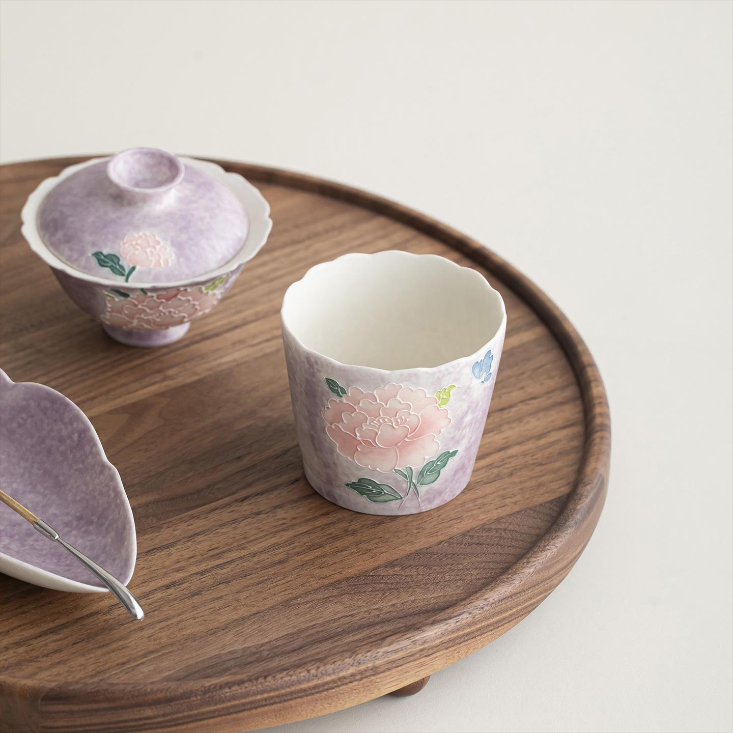 Pastel Peony Ceramic Tea Cup with Butterfly Detail - Image 6
