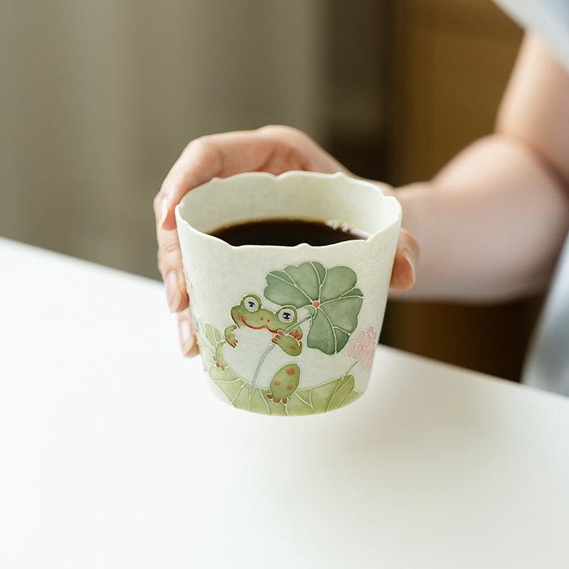 Lotus Frog Ceramic Teacup