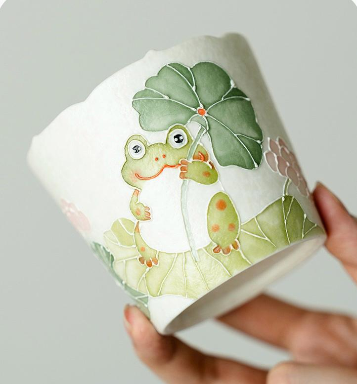 Lotus Frog Ceramic Teacup - Image 2