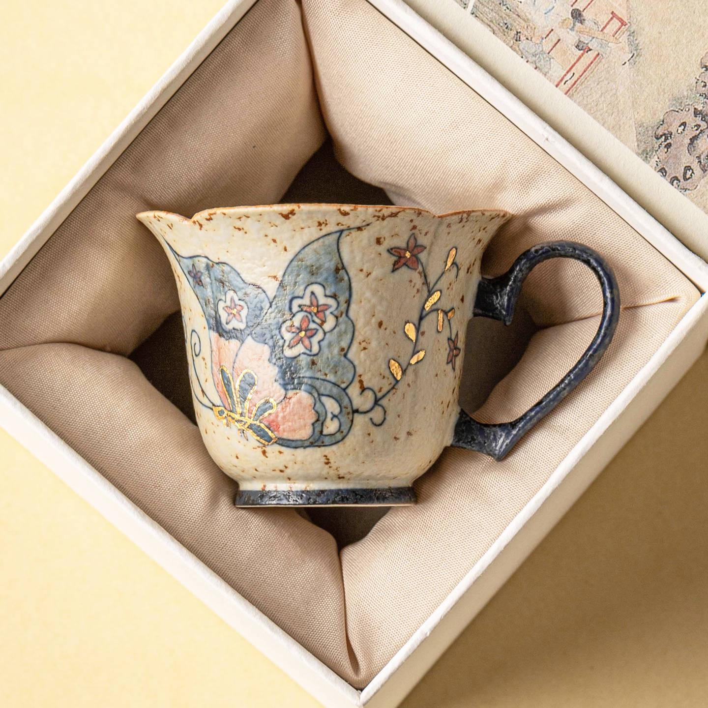 Butterfly Garden Double-Handle Tea Cup - Image 2