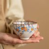 Scalloped Floral Ceramic Tea Cup