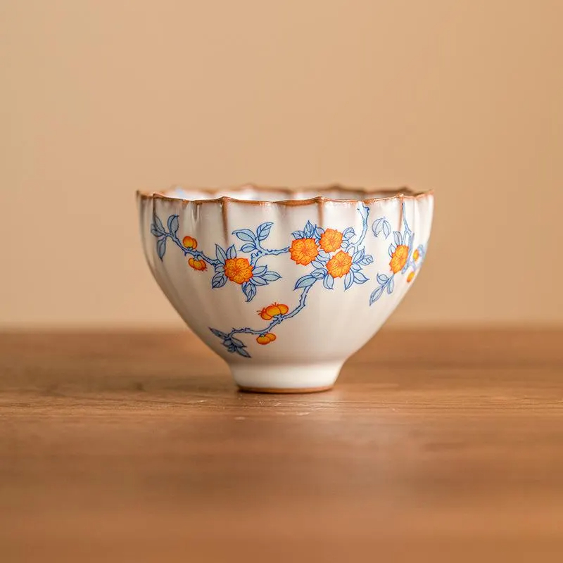 Scalloped Floral Ceramic Tea Cup - Image 5