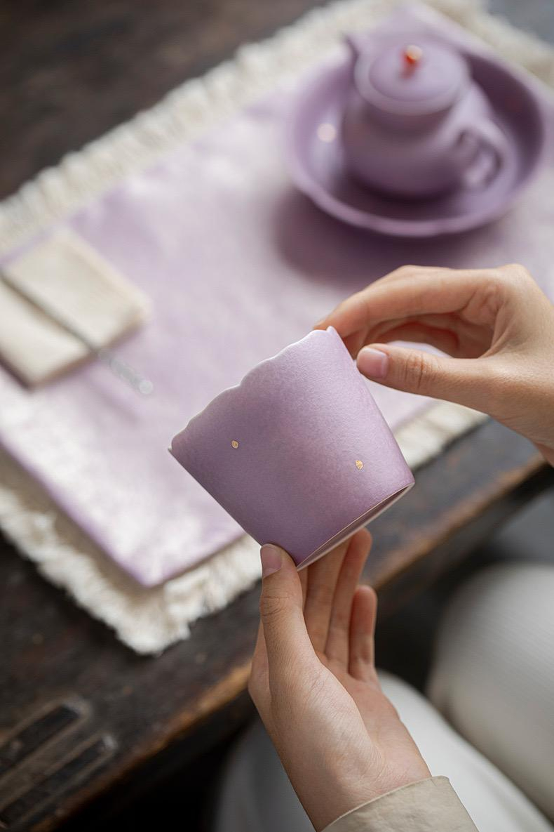 Lavender Petal Rim Tea Cup - Image 3