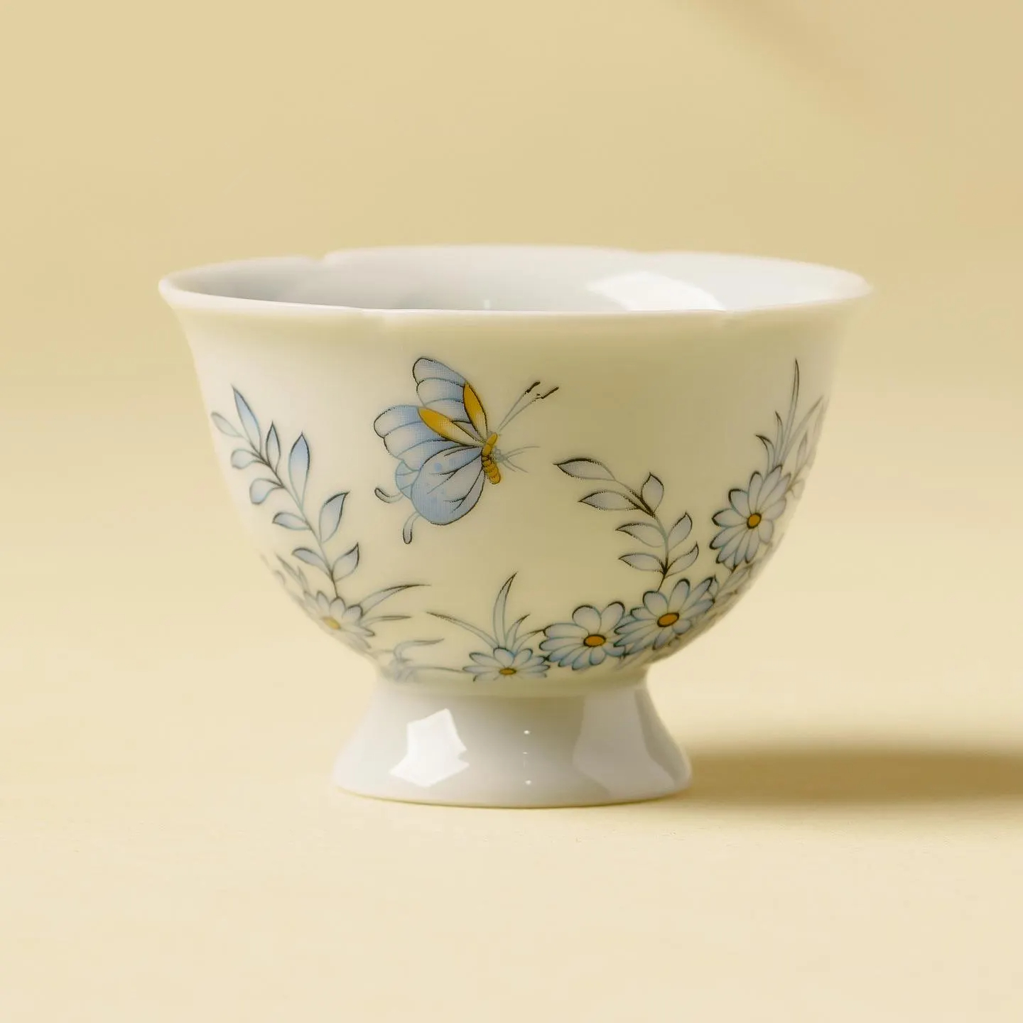 Blue Butterfly Pedestal Tea Cup - Image 4