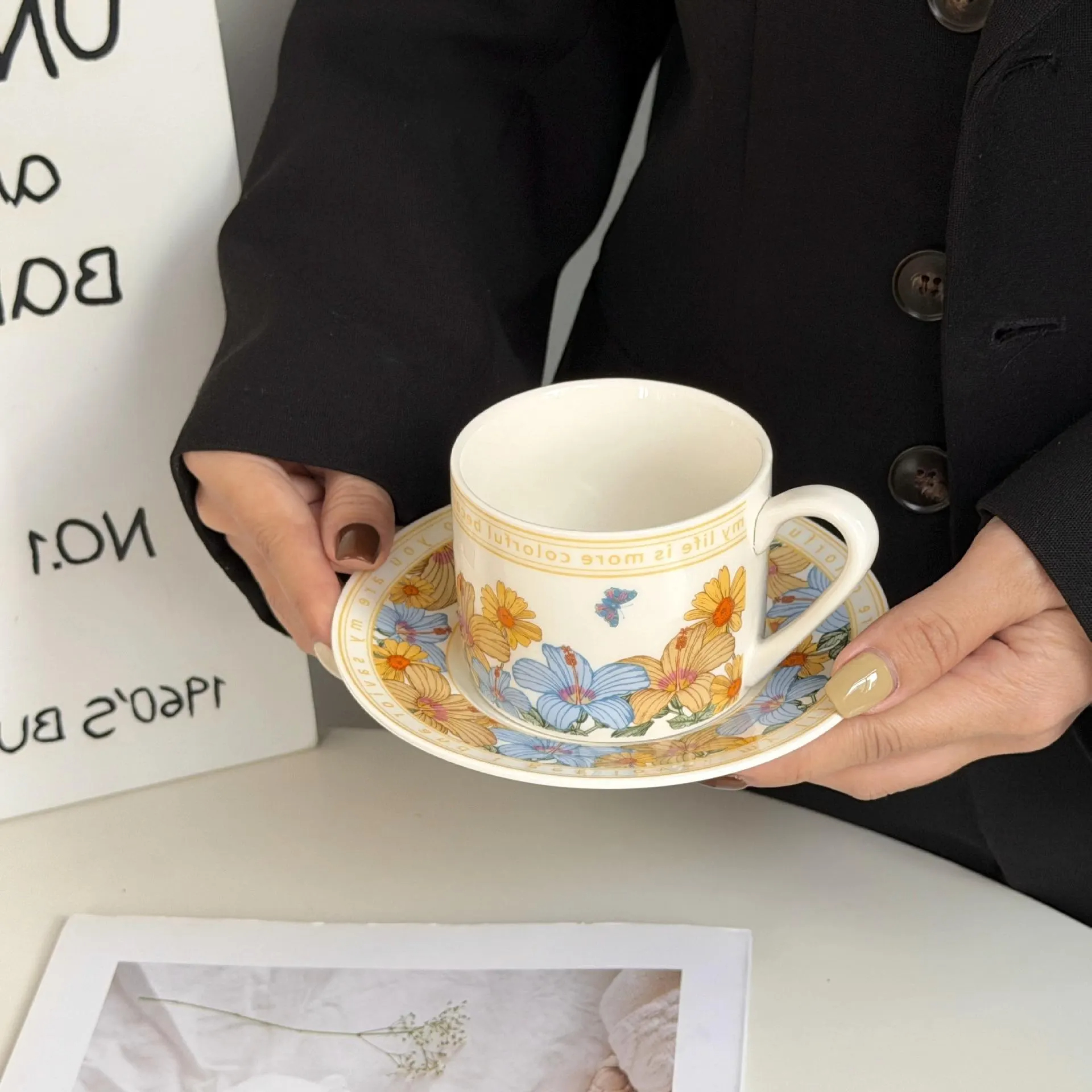 Vintage Floral Teacup and Saucer Set