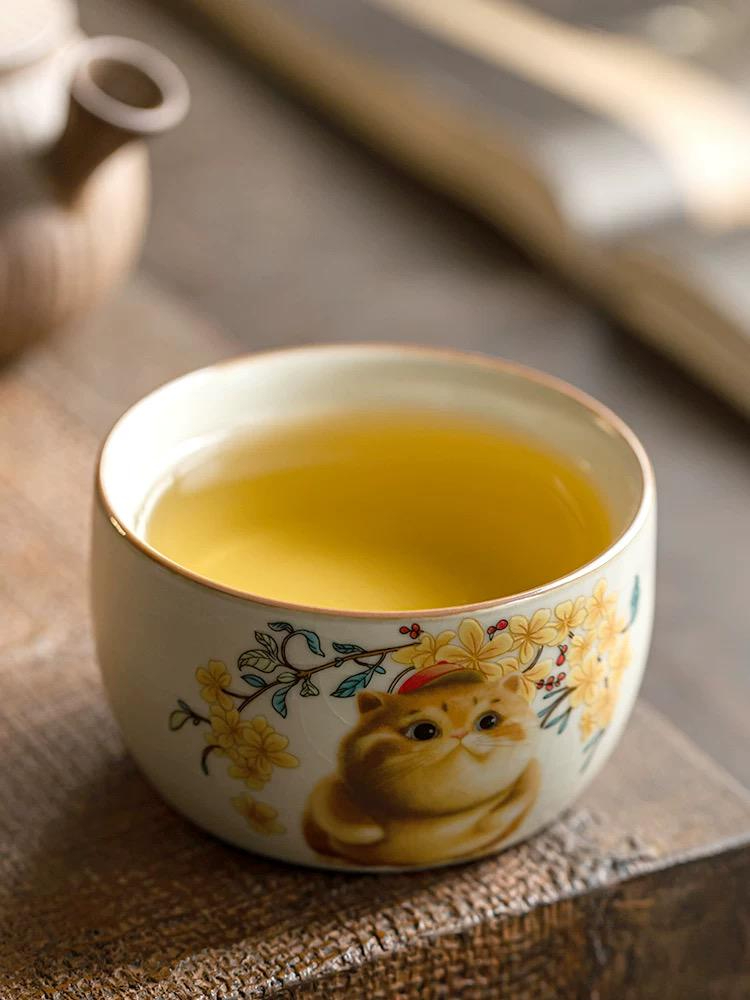 Japanese-style lucky cat ceramic teacup - Image 4