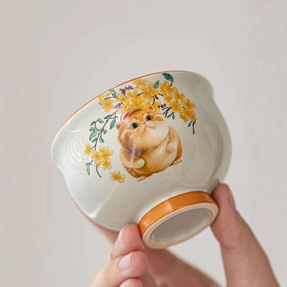 Japanese-style lucky cat ceramic teacup - Image 6