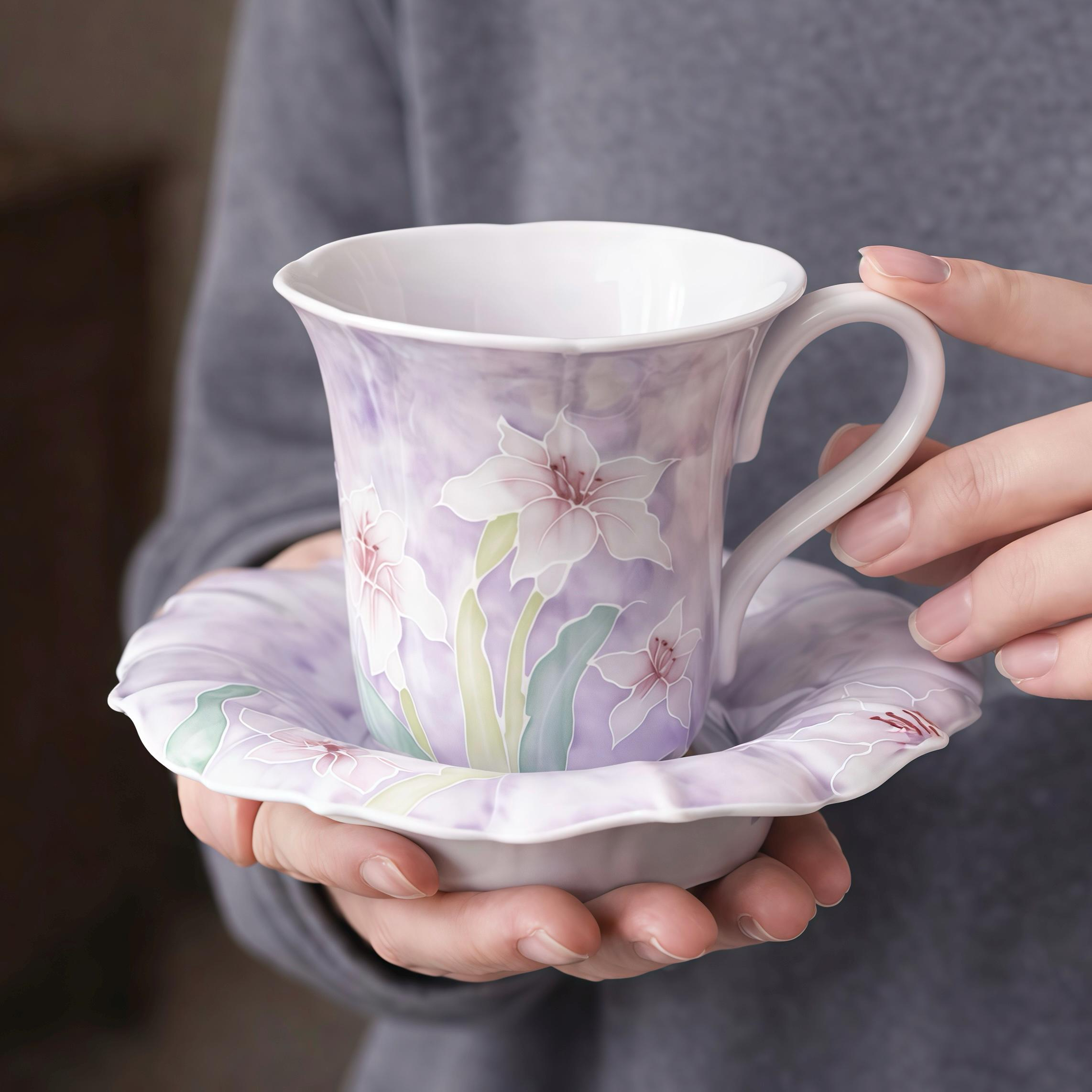Lavender Iris Ceramic Coffee Mug