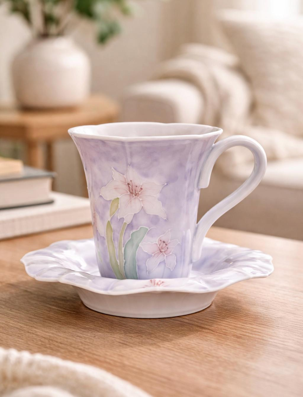 Lavender Iris Ceramic Coffee Mug - Image 2