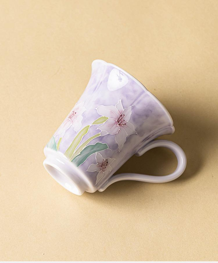 Lavender Iris Ceramic Coffee Mug - Image 4