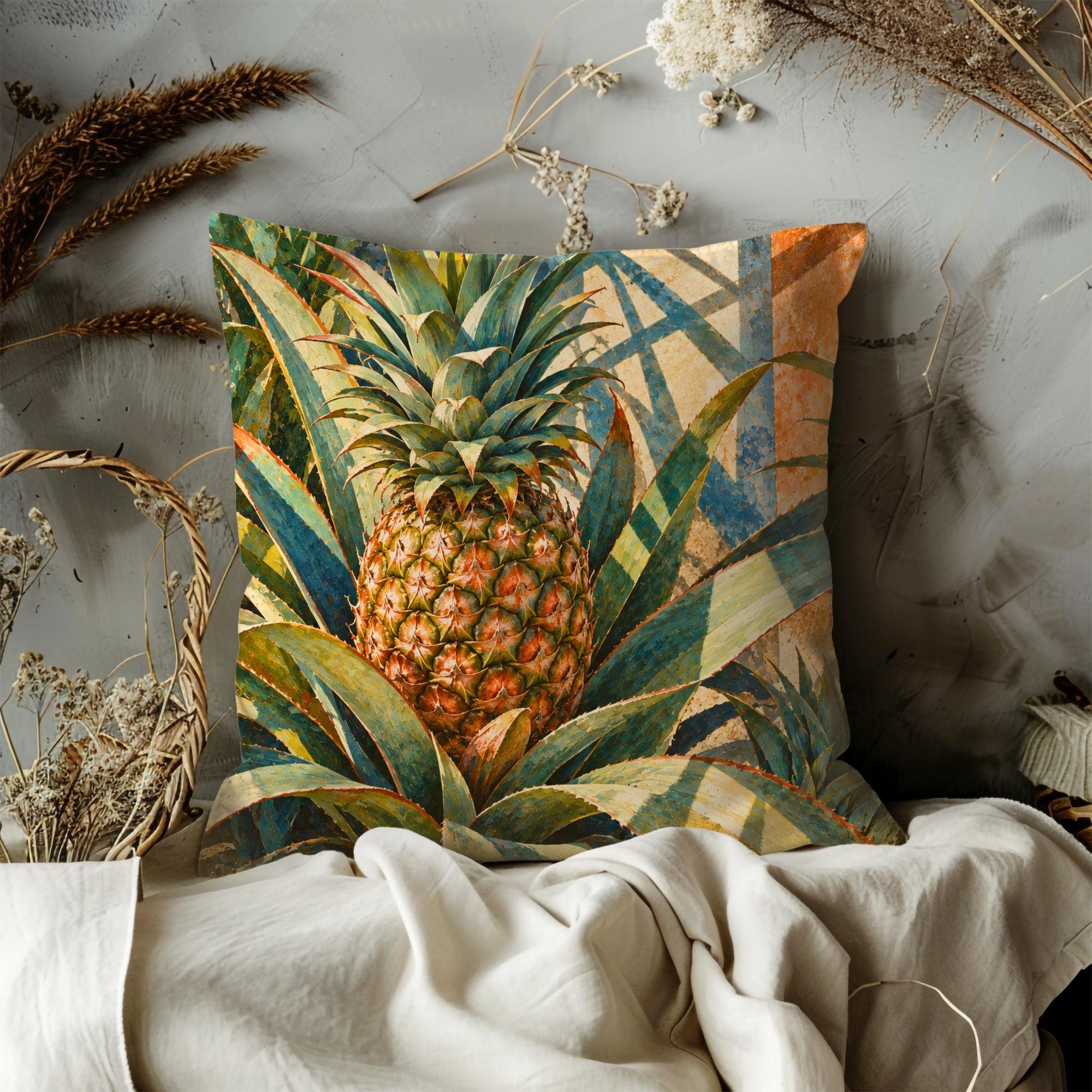 Golden Pineapple Tropical Pillow Cover - Image 3