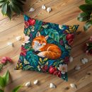 Moonlit Fox in Pomegranate Garden Pillow Cover
